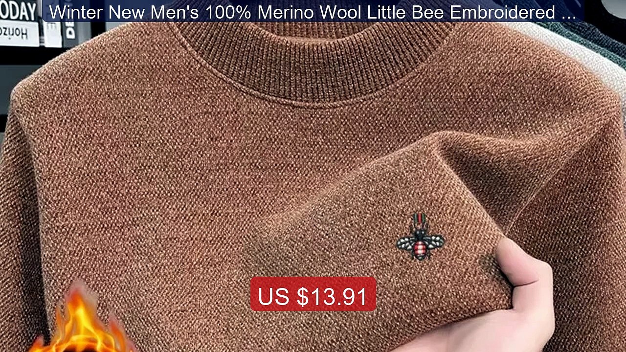 Winter New Men's 100% Merino Wool Little Bee Embroidered Ribbe... -- Hot Deal 2026 | Limited Offer!