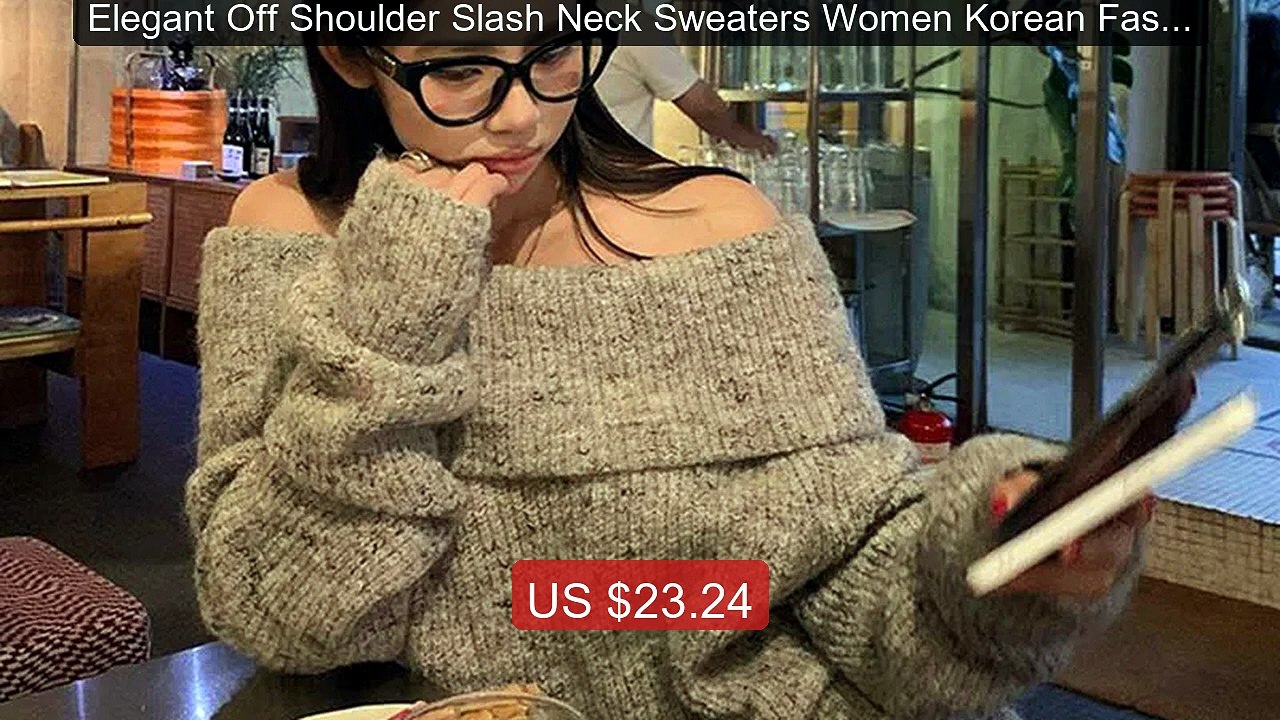 Elegant Off Shoulder Slash Neck Sweaters Women Korean Fashion... -- Amazing Value 2026 | Must Have!