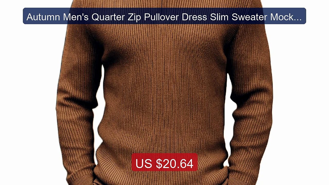 Autumn Men's Quarter Zip Pullover Dress Slim Sweater Mock Neck... -- Hot Deal 2026 | Limited Offer!