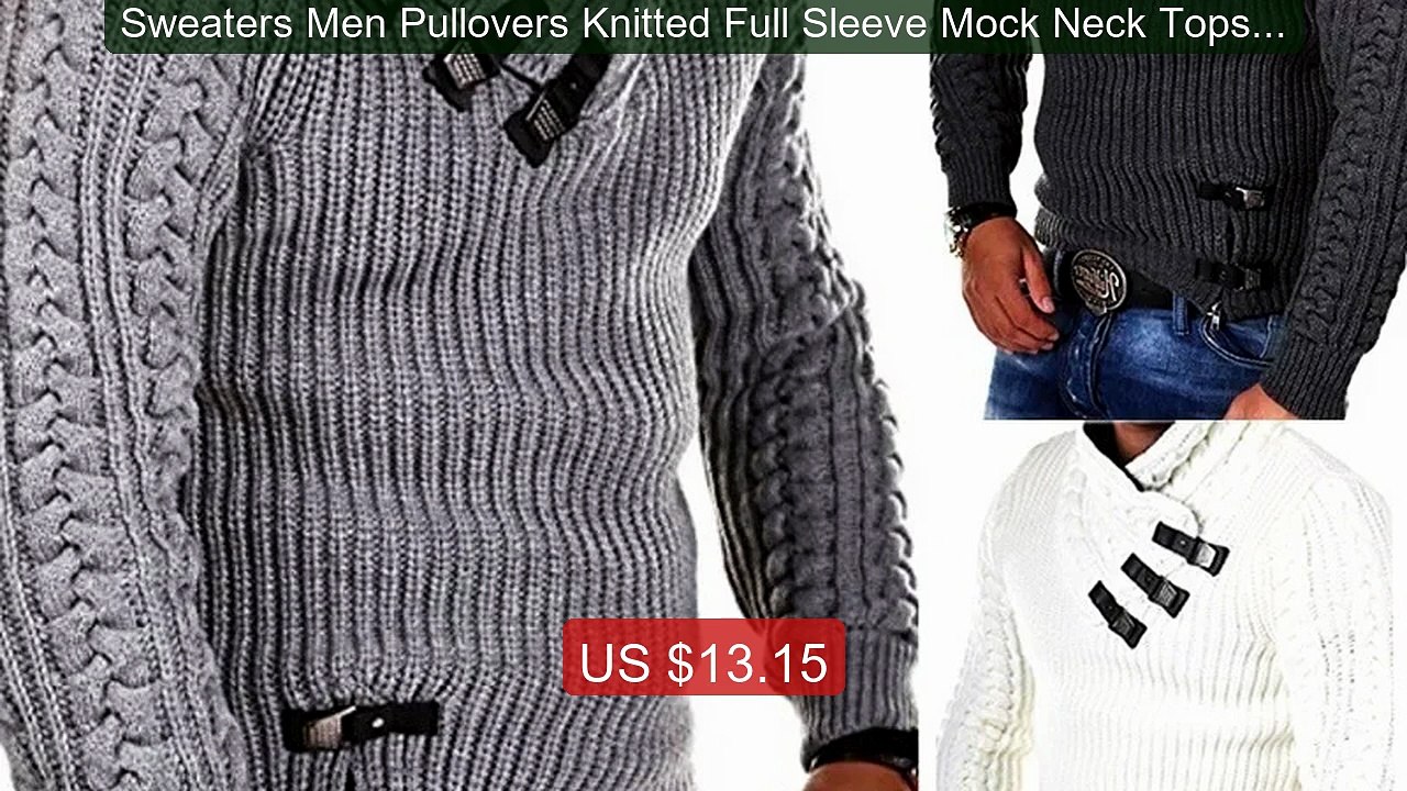 Sweaters Men Pullovers Knitted Full Sleeve Mock Neck Tops Knit Sol... -- Best Deal 2026 | Shop Now!