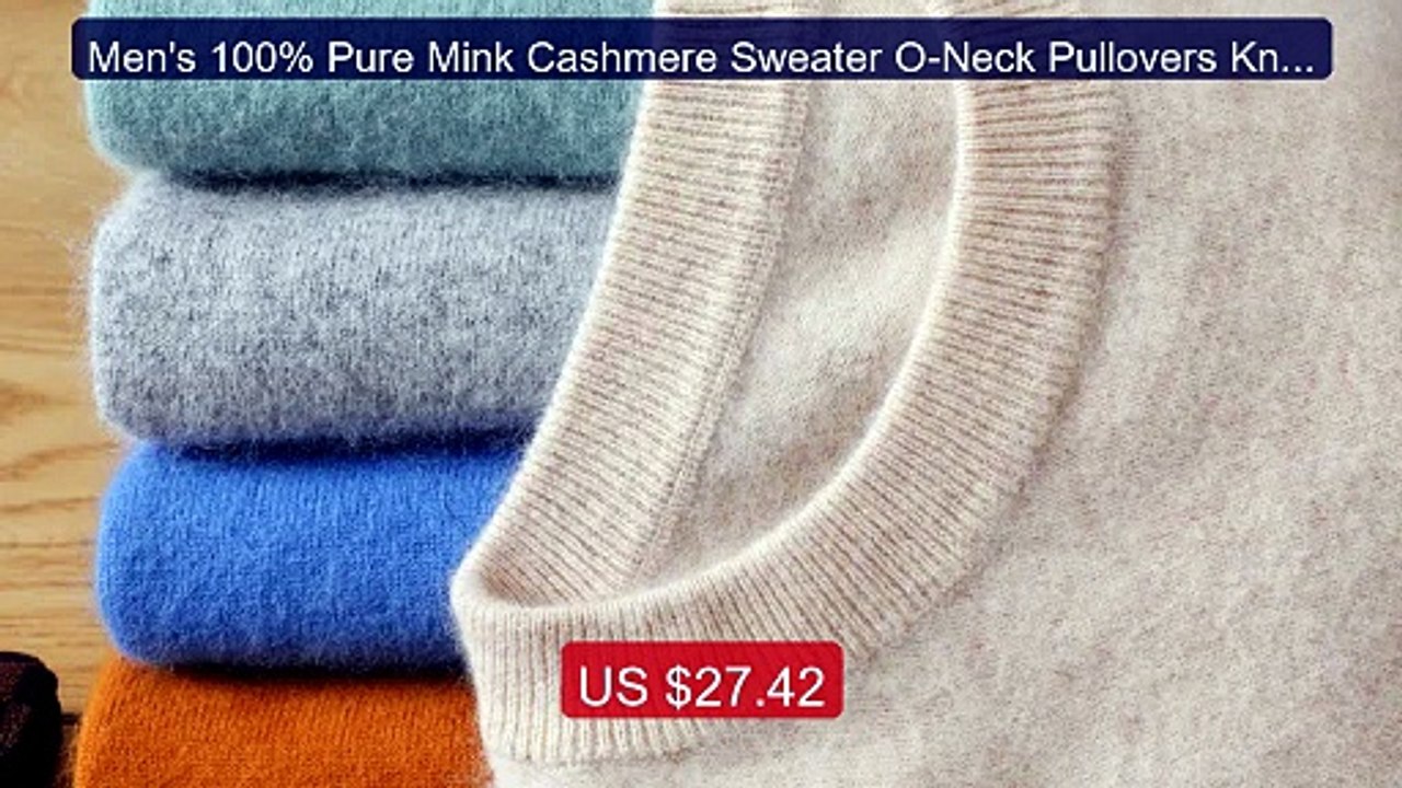 Men's 100% Pure Mink Cashmere Sweater O-Neck Pullovers Knit S... -- Amazing Value 2026 | Must Have!