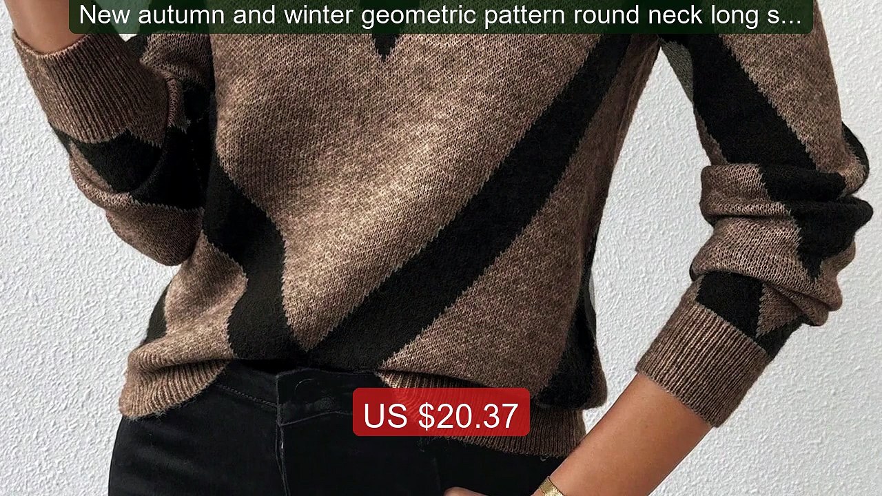 New autumn and winter geometric pattern round neck long sleeved kn... -- Best Deal 2026 | Shop Now!