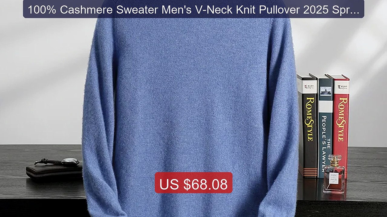 100% Cashmere Sweater Men's V-Neck Knit Pullover 2025 Spring/Autum... -- Best Deal 2026 | Shop Now!