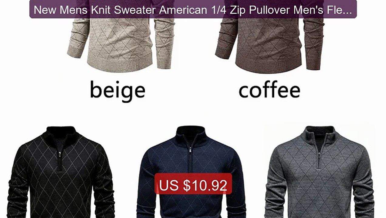 New Mens Knit Sweater American 1/4 Zip Pullover Men's Fleeced ... -- Best Buy 2026 | Great Quality!
