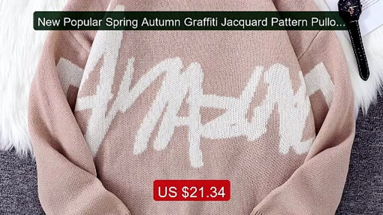 New Popular Spring Autumn Graffiti Jacquard Pattern Pullover S... -- Best Buy 2026 | Great Quality!
