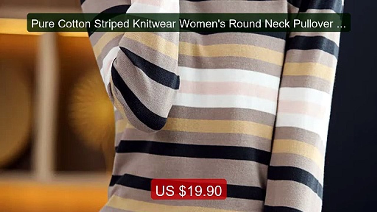 Pure Cotton Striped Knitwear Women's Round Neck Pullover Sweater Ca... -- Top Rated 2026 | Buy Now!