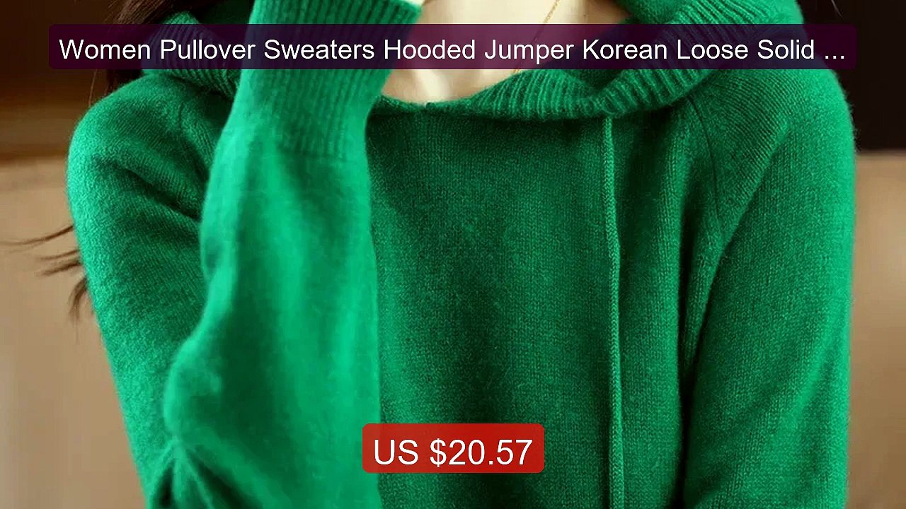 Women Pullover Sweaters Hooded Jumper Korean Loose Solid Long... -- Amazing Value 2026 | Must Have!
