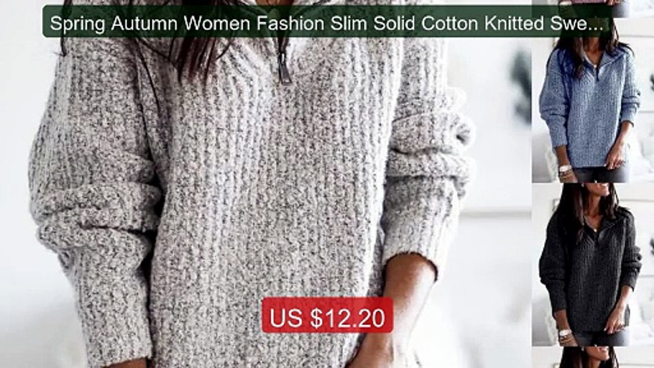 Spring Autumn Women Fashion Slim Solid Cotton Knitted Sweaters... -- Hot Deal 2026 | Limited Offer!