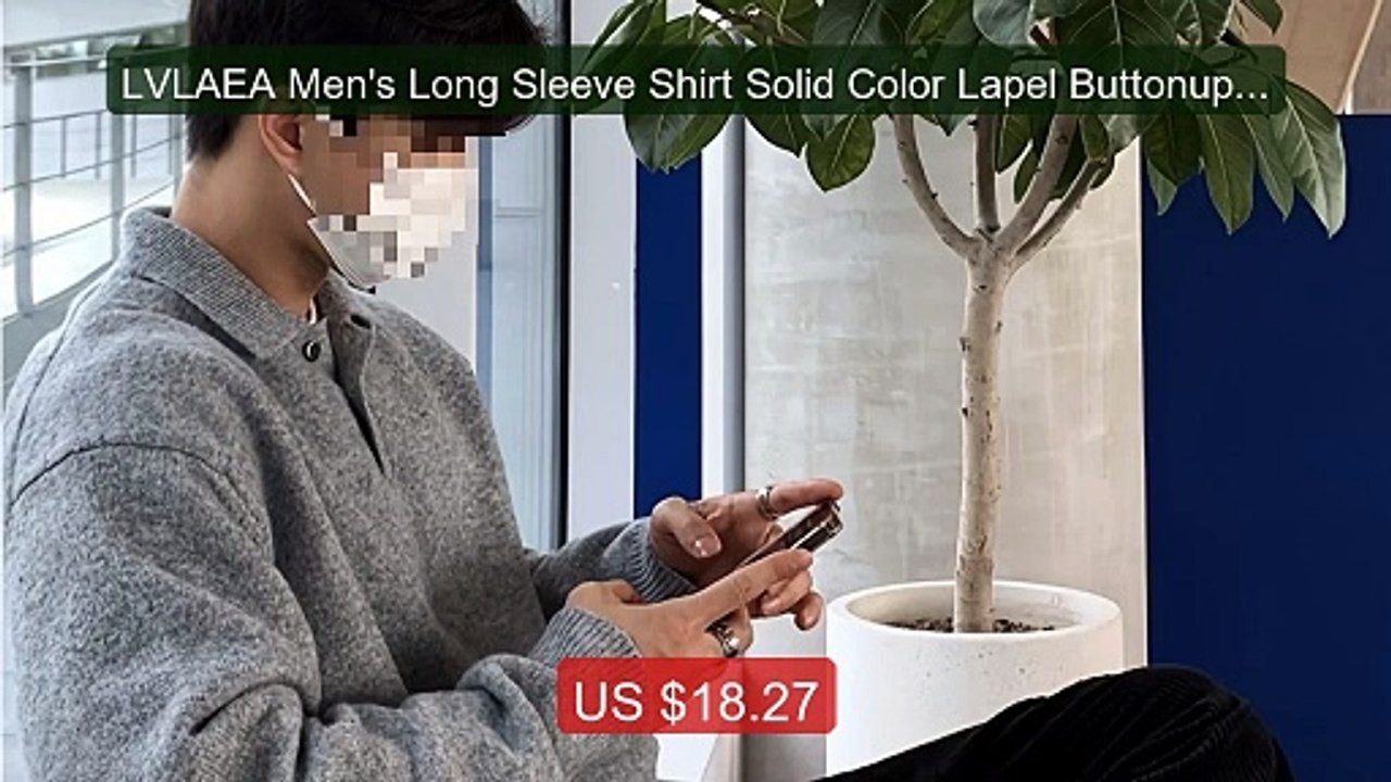 LVLAEA Men's Long Sleeve Shirt Solid Color Lapel Buttonup Coll... -- Hot Deal 2026 | Limited Offer!