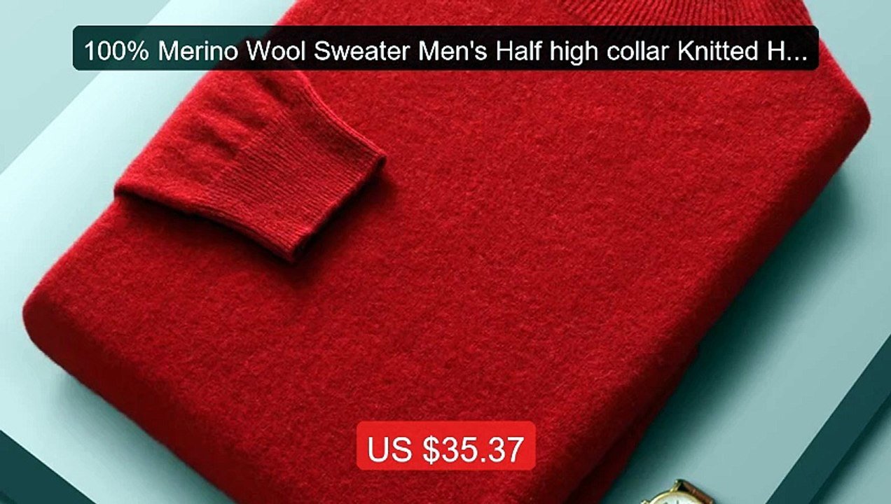 100% Merino Wool Sweater Men's Half high collar Knitted Hoodie... -- Hot Deal 2026 | Limited Offer!