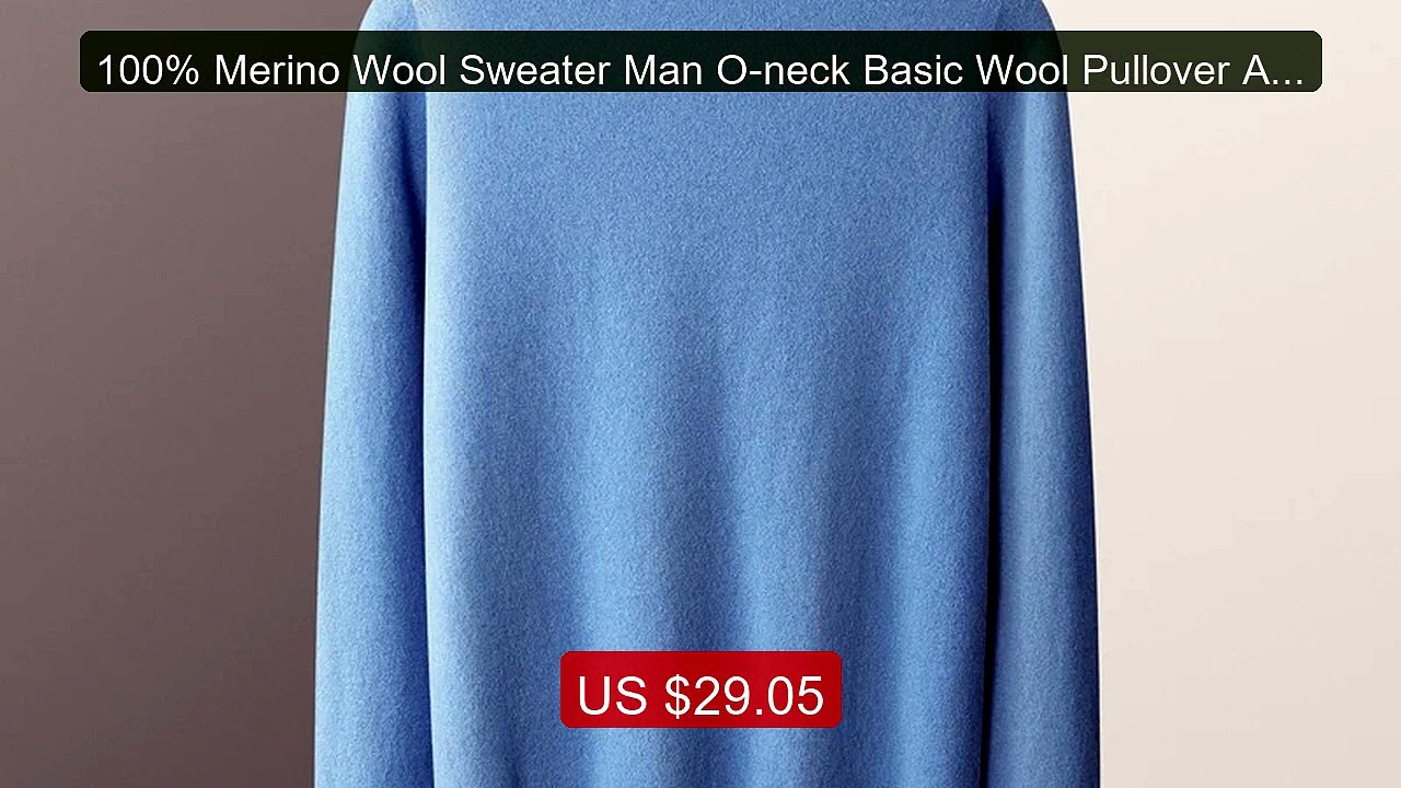 100% Merino Wool Sweater Man O-neck Basic Wool Pullover Autumn Wint... -- Top Rated 2026 | Buy Now!