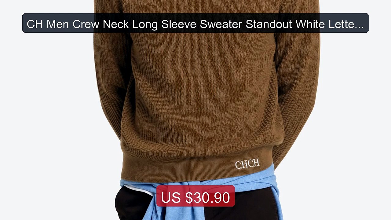 CH Men Crew Neck Long Sleeve Sweater Standout White Letter ... -- Top Pick 2026 | Unbeatable Price!