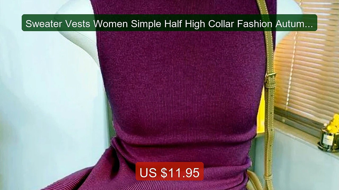 Sweater Vests Women Simple Half High Collar Fashion Autumn Basic Sl... -- Top Rated 2026 | Buy Now!