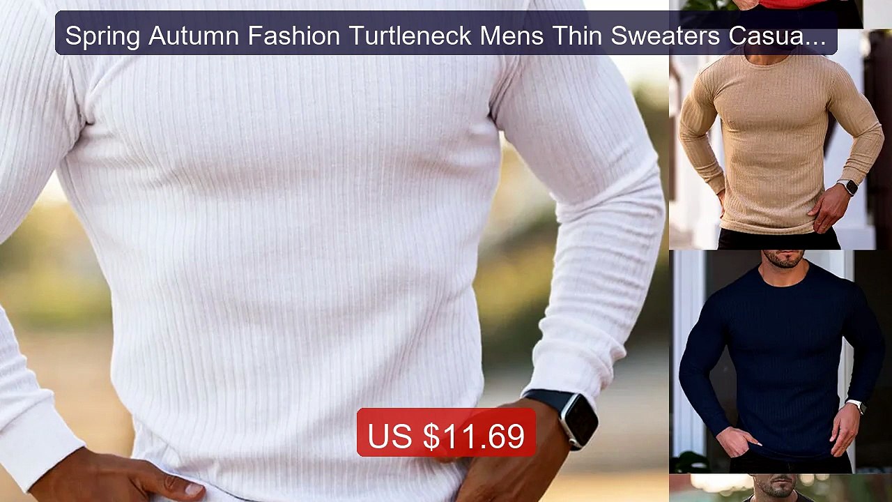 Spring Autumn Fashion Turtleneck Mens Thin Sweaters Casual Roll Ne... -- Best Deal 2026 | Shop Now!