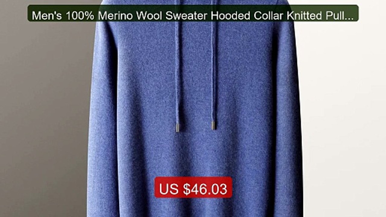 Men's 100% Merino Wool Sweater Hooded Collar Knitted Pullover ... -- Hot Deal 2026 | Limited Offer!