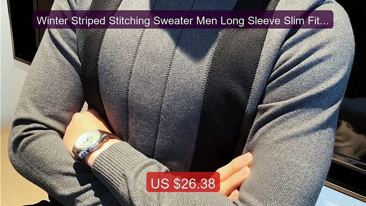 Winter Striped Stitching Sweater Men Long Sleeve Slim Fit F... -- Top Pick 2026 | Unbeatable Price!