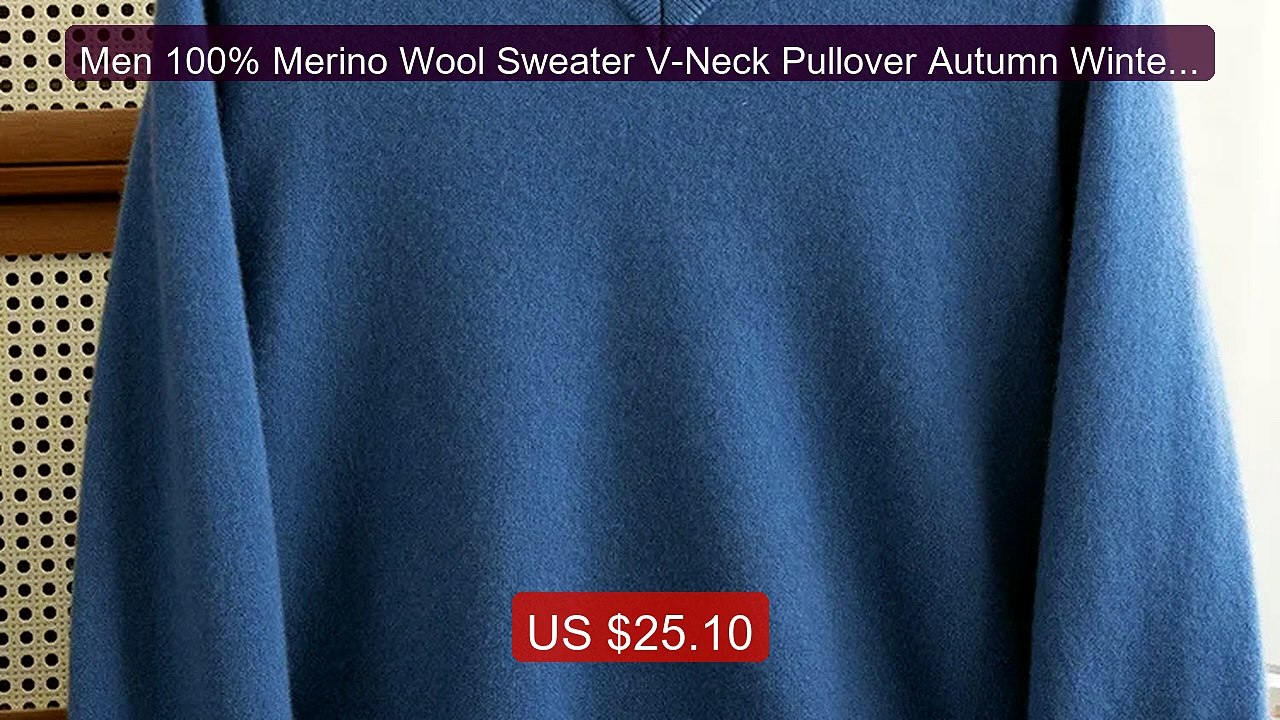 Men 100% Merino Wool Sweater V-Neck Pullover Autumn Winter Cas... -- Best Buy 2026 | Great Quality!