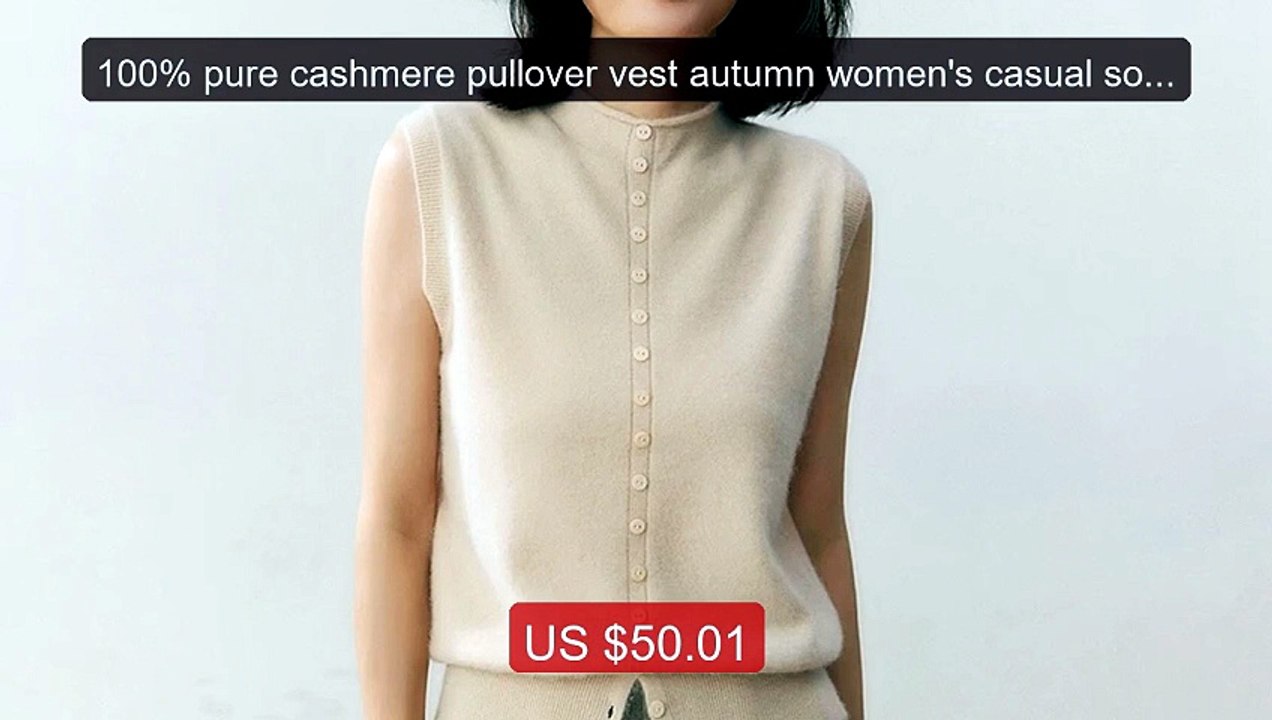 100% pure cashmere pullover vest autumn women's casual solid knitt... -- Best Deal 2026 | Shop Now!