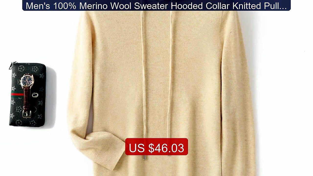 Men's 100% Merino Wool Sweater Hooded Collar Knitted Pullov... -- Top Pick 2026 | Unbeatable Price!