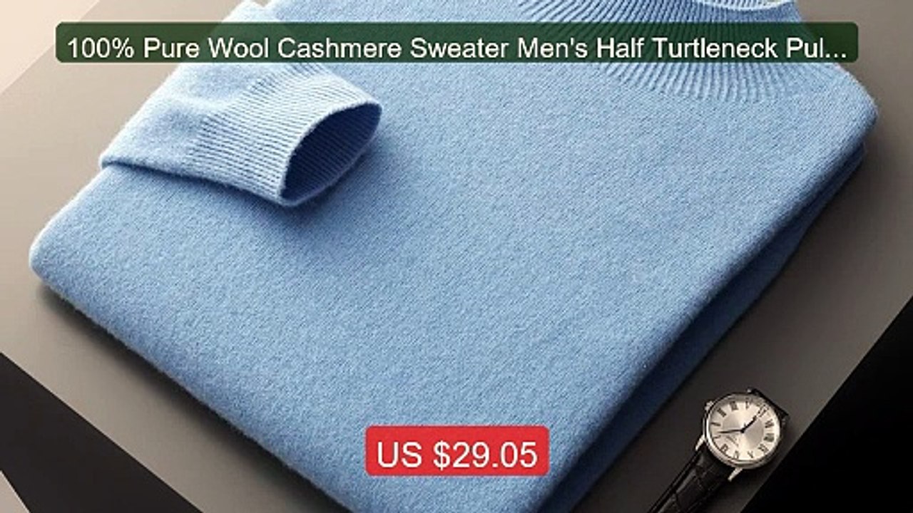 100% Pure Wool Cashmere Sweater Men's Half Turtleneck Pullover... -- Best Buy 2026 | Great Quality!