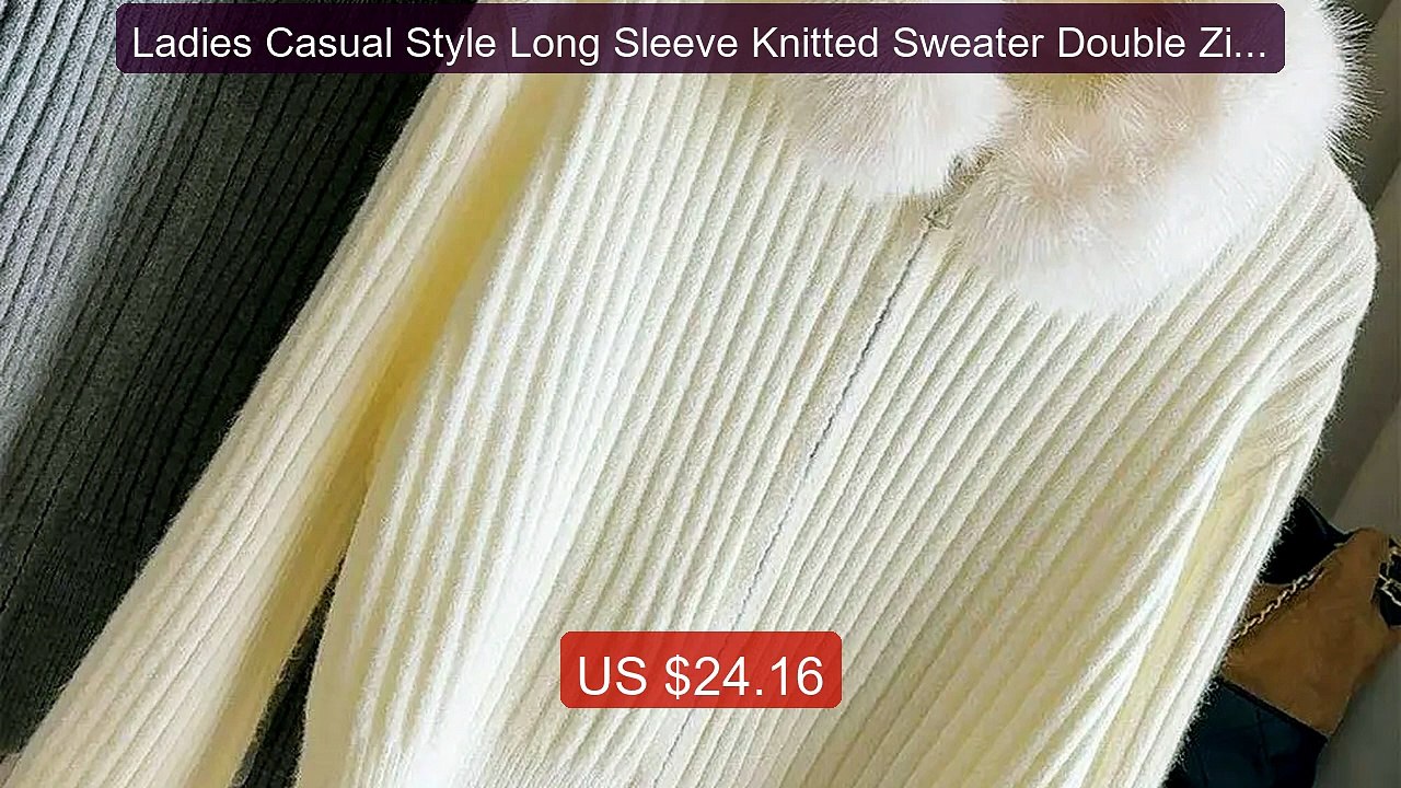 Ladies Casual Style Long Sleeve Knitted Sweater Double Zipper Loos... -- Best Deal 2026 | Shop Now!