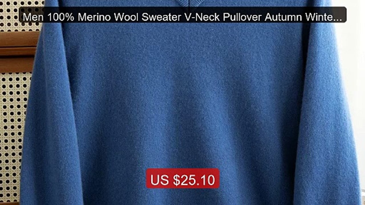 Men 100% Merino Wool Sweater V-Neck Pullover Autumn Winter ... -- Top Pick 2026 | Unbeatable Price!