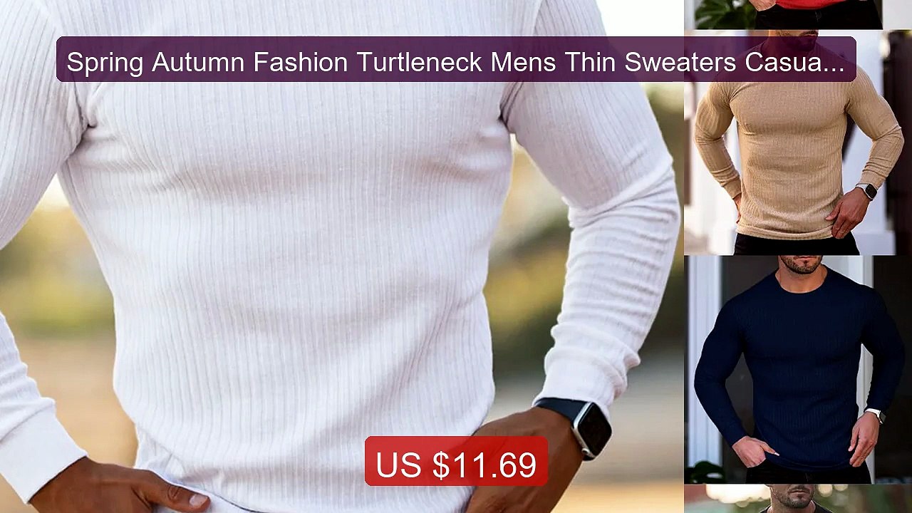 Spring Autumn Fashion Turtleneck Mens Thin Sweaters Casual Rol... -- Best Buy 2026 | Great Quality!