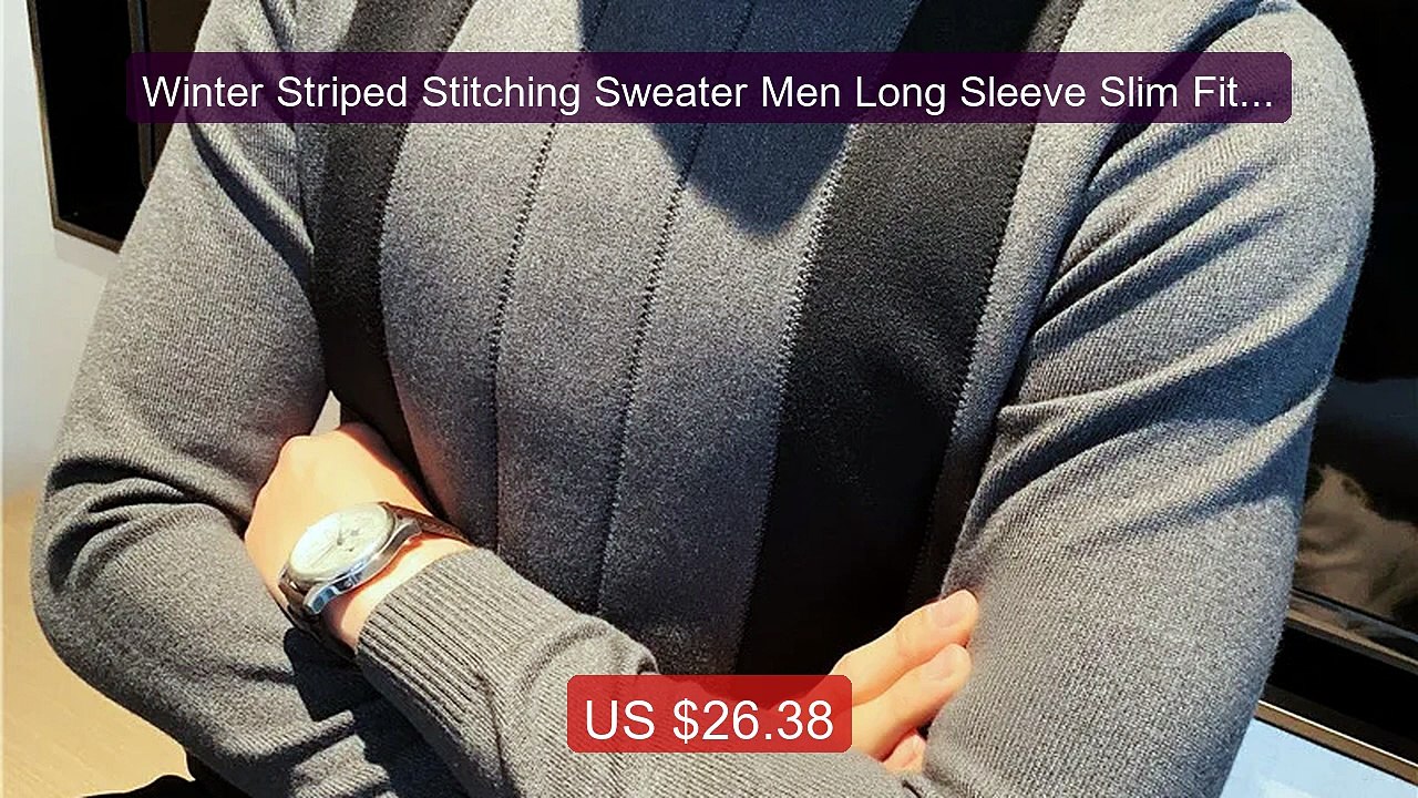 Winter Striped Stitching Sweater Men Long Sleeve Slim Fit Fake... -- Hot Deal 2026 | Limited Offer!