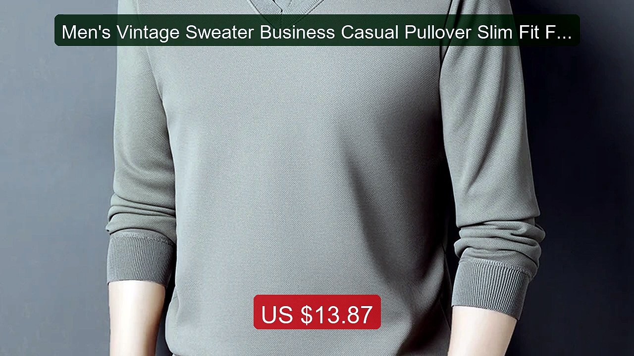 Men's Vintage Sweater Business Casual Pullover Slim Fit Fleec... -- Amazing Value 2026 | Must Have!
