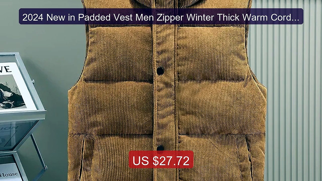 2024 New in Padded Vest Men Zipper Winter Thick Warm Corduroy ... -- Best Buy 2026 | Great Quality!