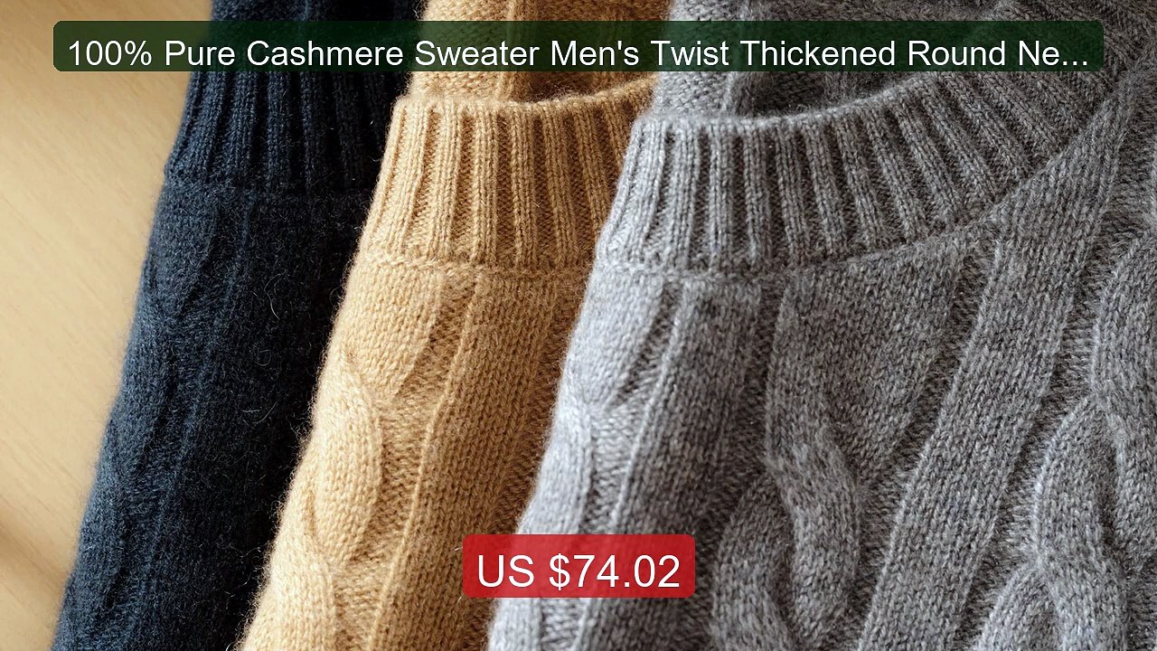 100% Pure Cashmere Sweater Men's Twist Thickened Round Neck Long S... -- Best Deal 2026 | Shop Now!