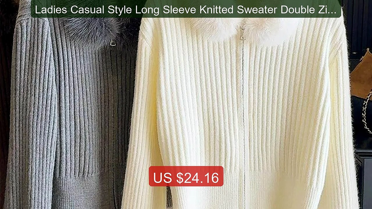 Ladies Casual Style Long Sleeve Knitted Sweater Double Zipper ... -- Hot Deal 2026 | Limited Offer!