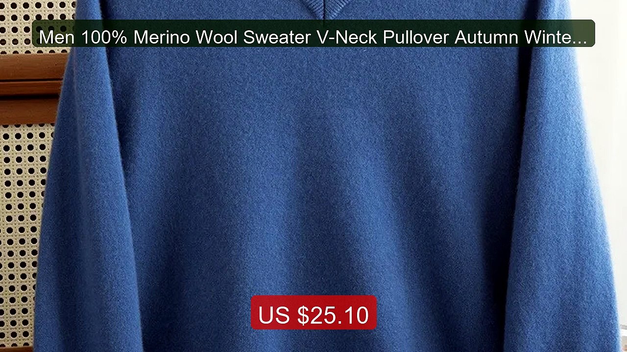 Men 100% Merino Wool Sweater V-Neck Pullover Autumn Winter Cashmere... -- Top Rated 2026 | Buy Now!