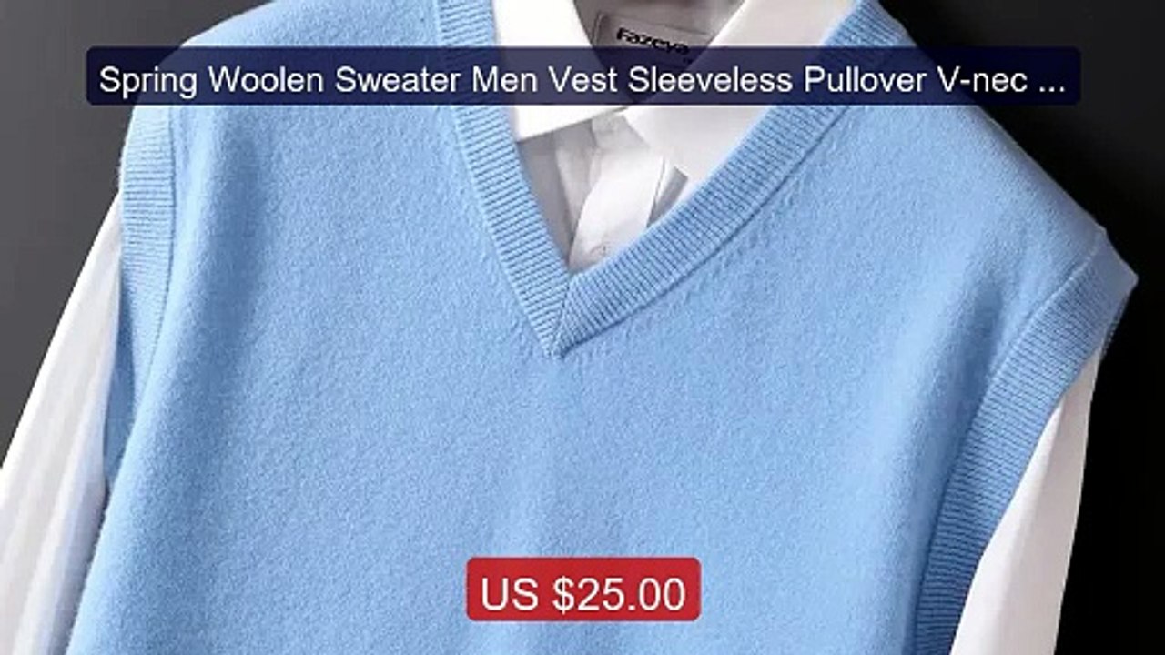 Spring Woolen Sweater Men Vest Sleeveless Pullover V-nec Ba... -- Top Pick 2026 | Unbeatable Price!