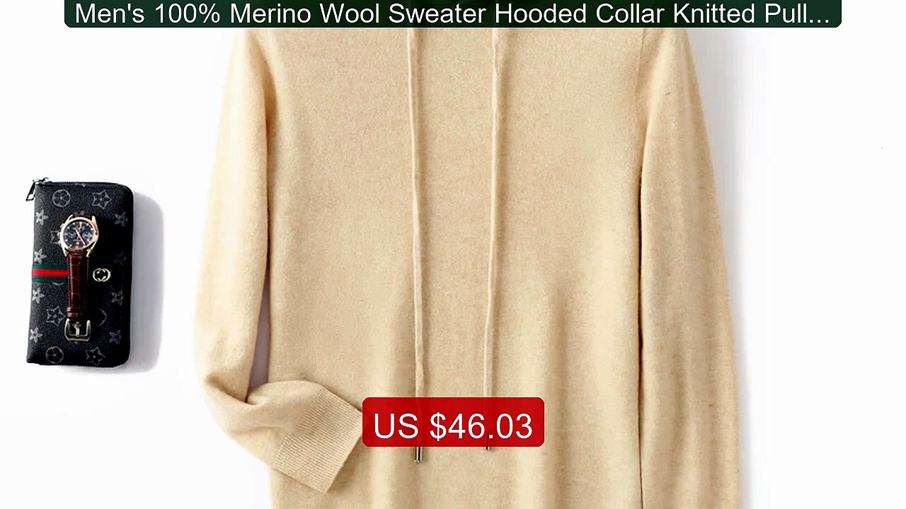 Men's 100% Merino Wool Sweater Hooded Collar Knitted Pullover Cash... -- Best Deal 2026 | Shop Now!