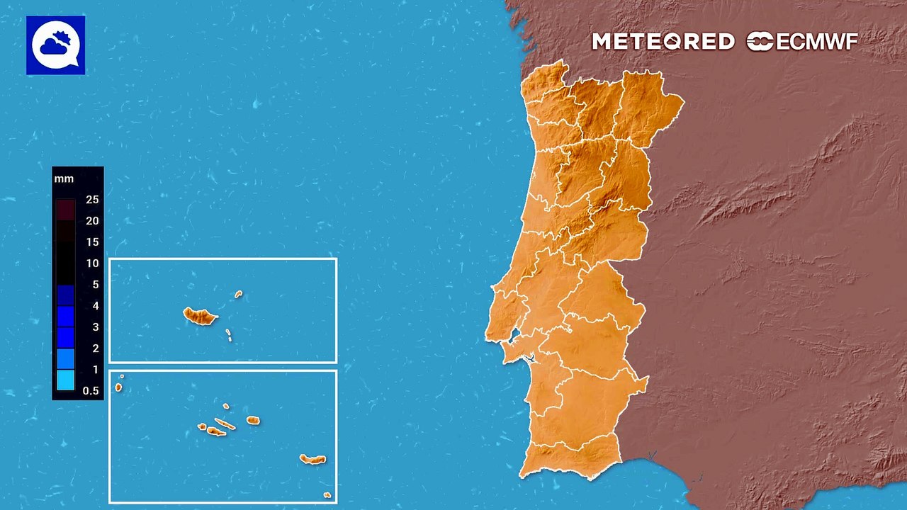 Nas próximas horas poderá dar-se a ocorrência de chuva fraca em alguns pontos do Norte e Centro do país