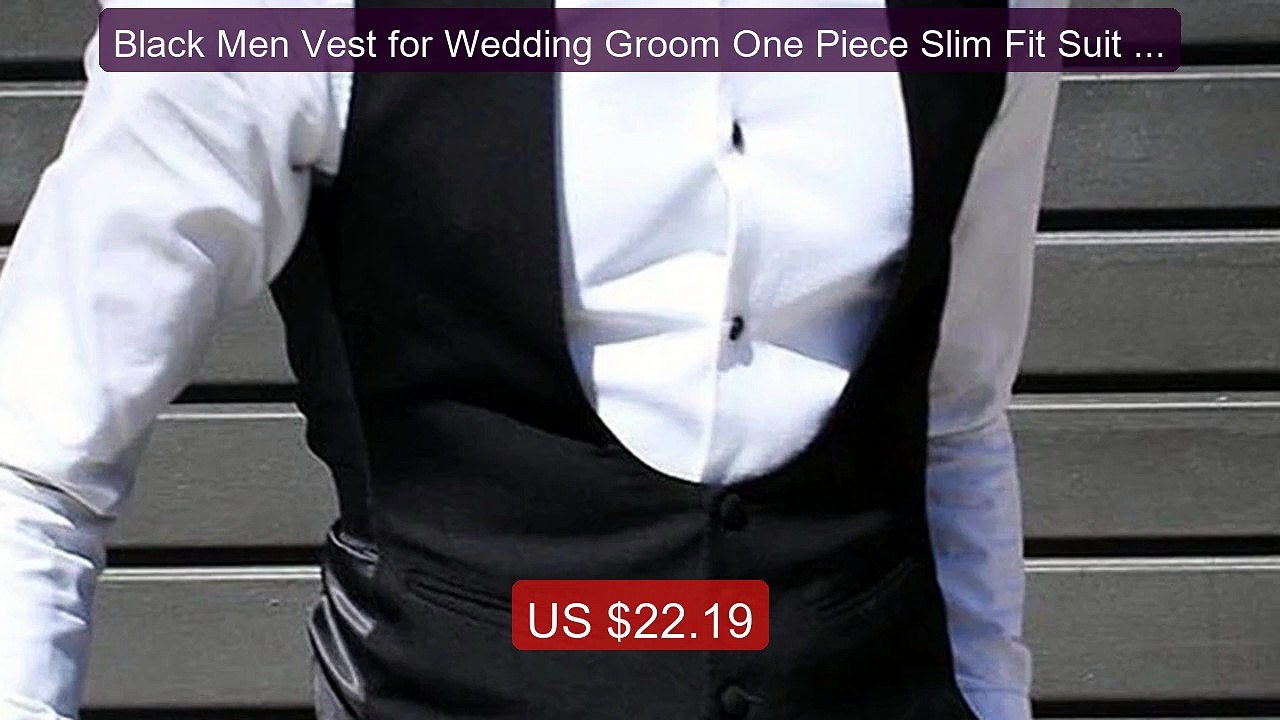 Black Men Vest for Wedding Groom One Piece Slim Fit Suit Waist... -- Best Buy 2026 | Great Quality!