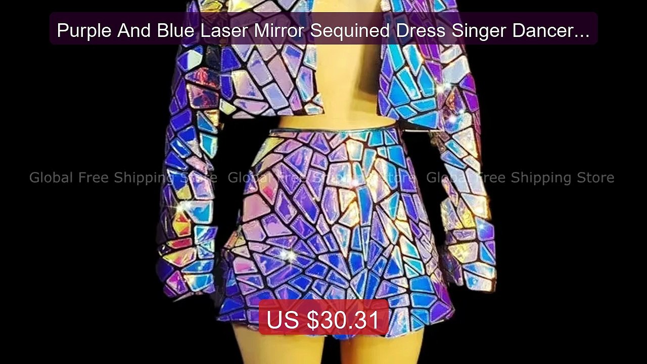 Purple And Blue Laser Mirror Sequined Dress Singer Dancer Bar ... -- Hot Deal 2026 | Limited Offer!
