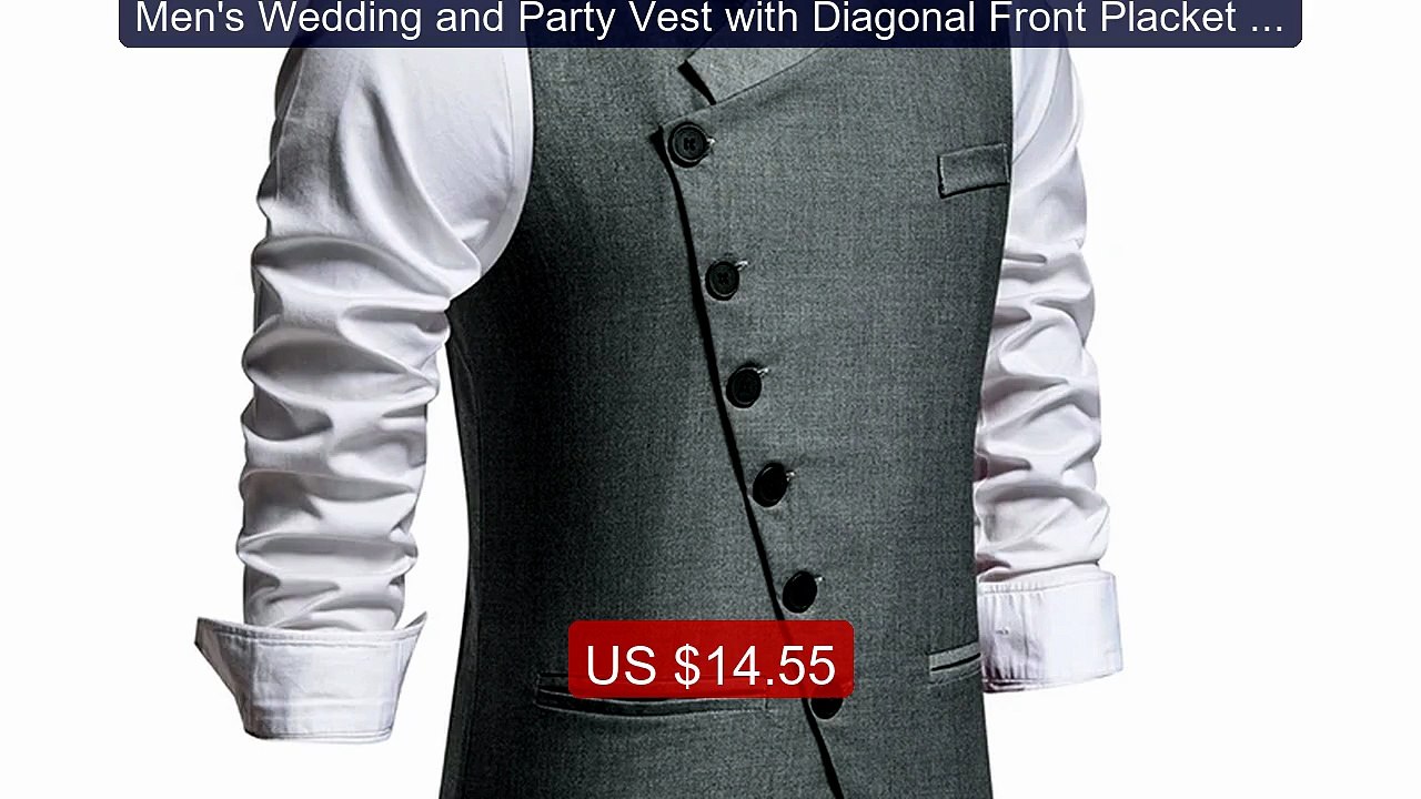 Men's Wedding and Party Vest with Diagonal Front Placket and Single... -- Top Rated 2026 | Buy Now!