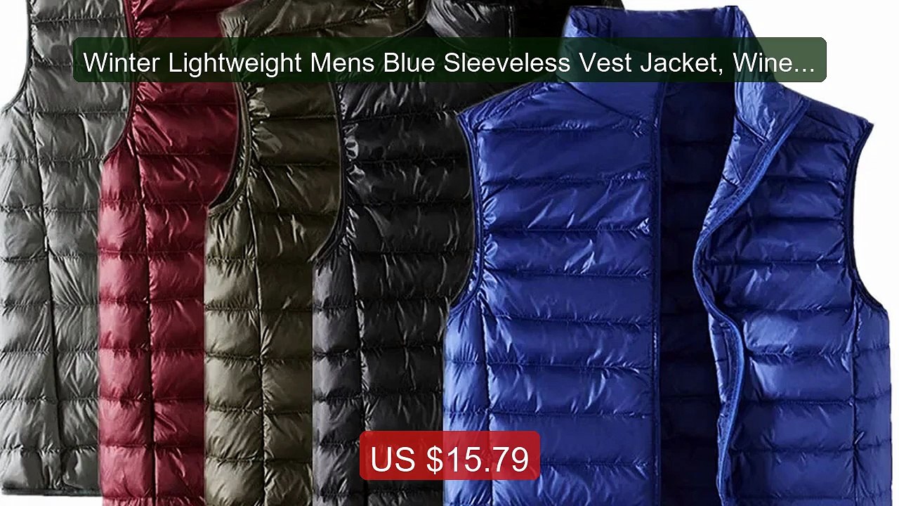 Winter Lightweight Mens Blue Sleeveless Vest Jacket, Wine Red ... -- Best Buy 2026 | Great Quality!