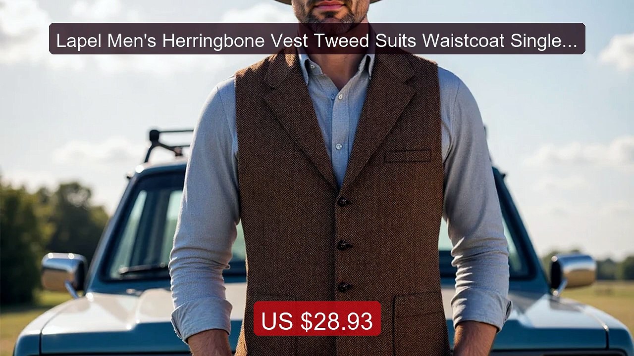 Lapel Men's Herringbone Vest Tweed Suits Waistcoat Single Breasted... -- Best Deal 2026 | Shop Now!