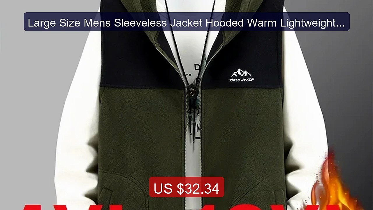 Large Size Mens Sleeveless Jacket Hooded Warm Lightweight Pola... -- Best Buy 2026 | Great Quality!