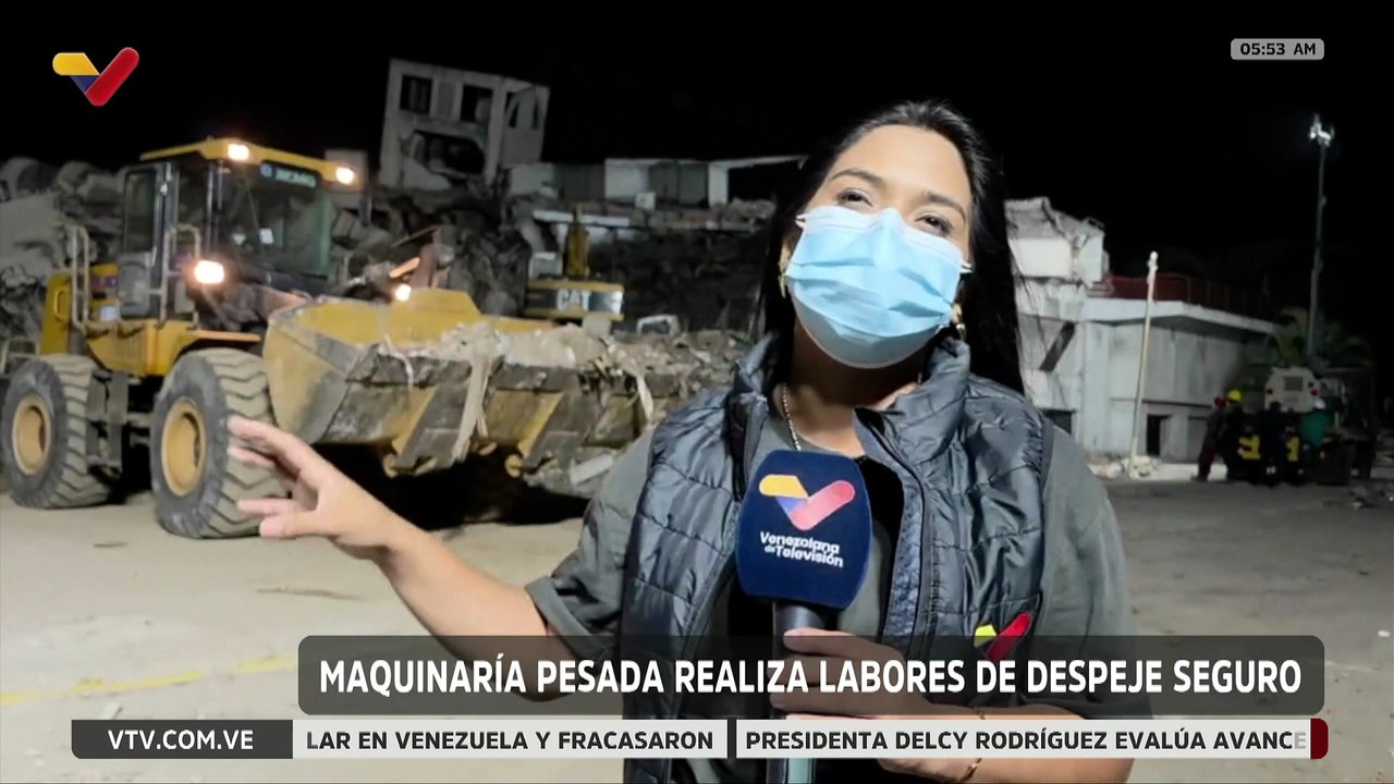La Guaira | Continúan labores de despeje seguro con maquinaria pesada en el edificio Tahití