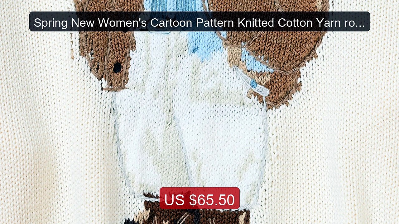 Spring New Women's Cartoon Pattern Knitted Cotton Yarn round Neck ... -- Best Deal 2026 | Shop Now!