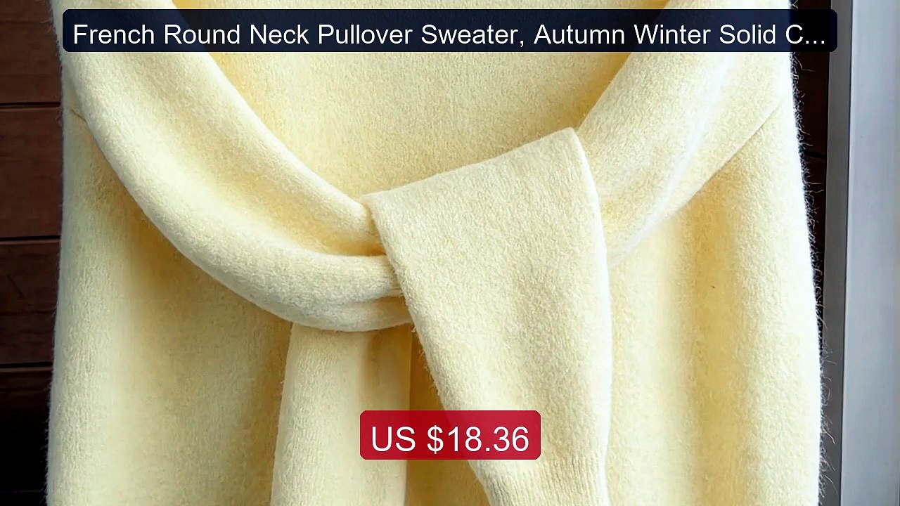 French Round Neck Pullover Sweater, Autumn Winter Solid Col... -- Top Pick 2026 | Unbeatable Price!