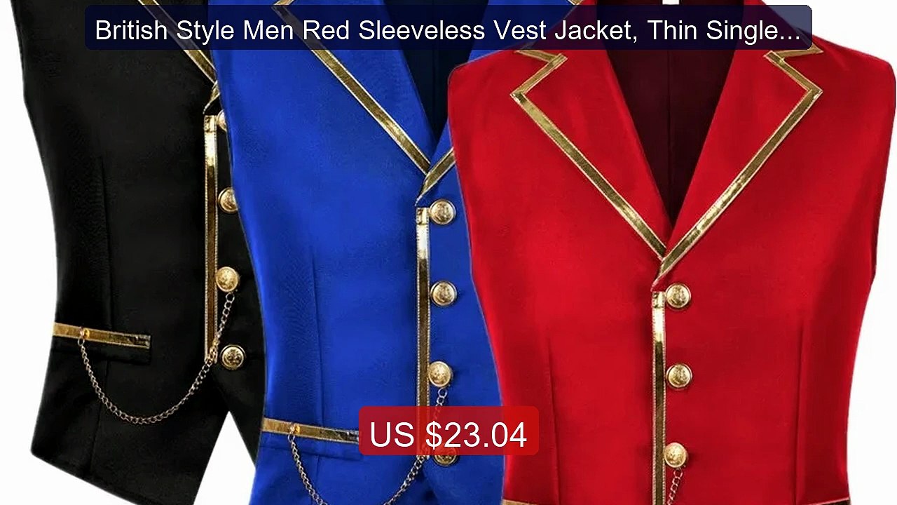 British Style Men Red Sleeveless Vest Jacket, Thin Single B... -- Top Pick 2026 | Unbeatable Price!