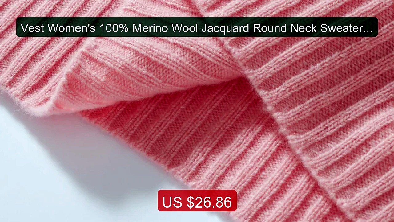 Vest Women's 100% Merino Wool Jacquard Round Neck Sweater Vest Spri... -- Top Rated 2026 | Buy Now!