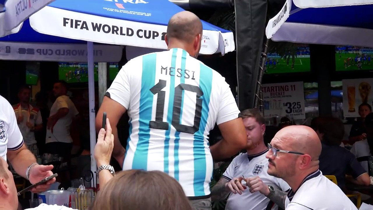England and Argentina fans mingle after semi-final