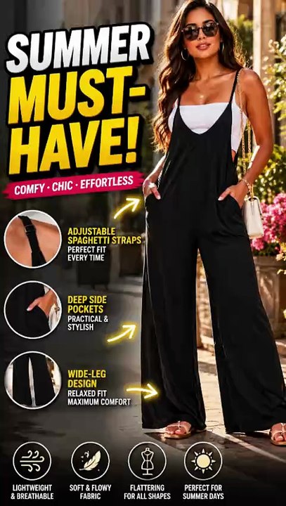 Women's Casual Wide Leg Jumpsuit | Sleeveless Summer Romper with Pockets | Trend Pikz