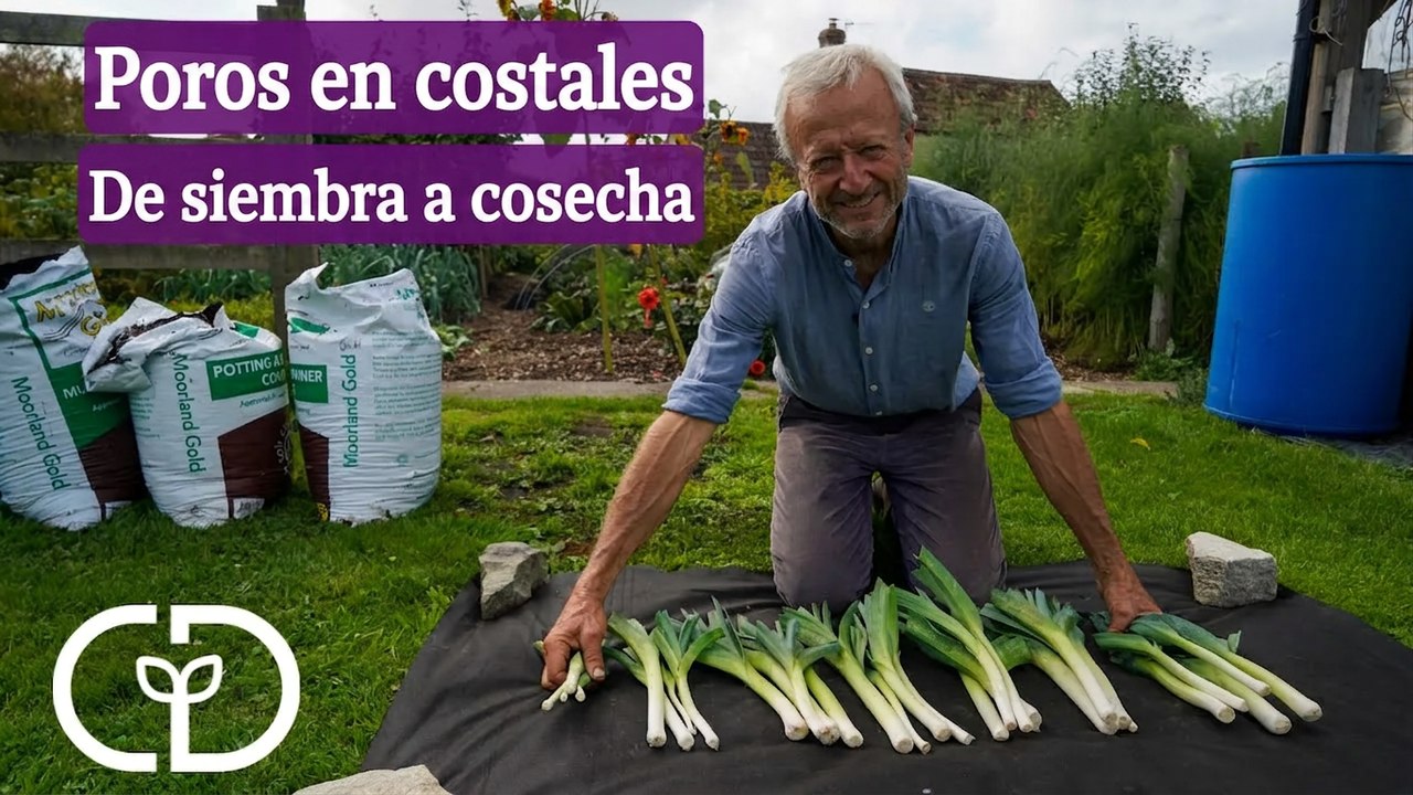 Puerros después de las papas en los mismos sacos con distintas compostas, uno con tierra